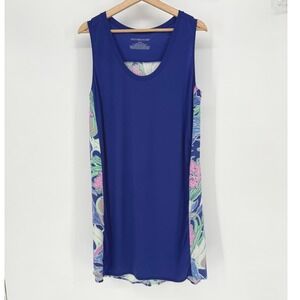 Nottibianche Blue Floral Print Sleep Dress Gown Womens Size Medium